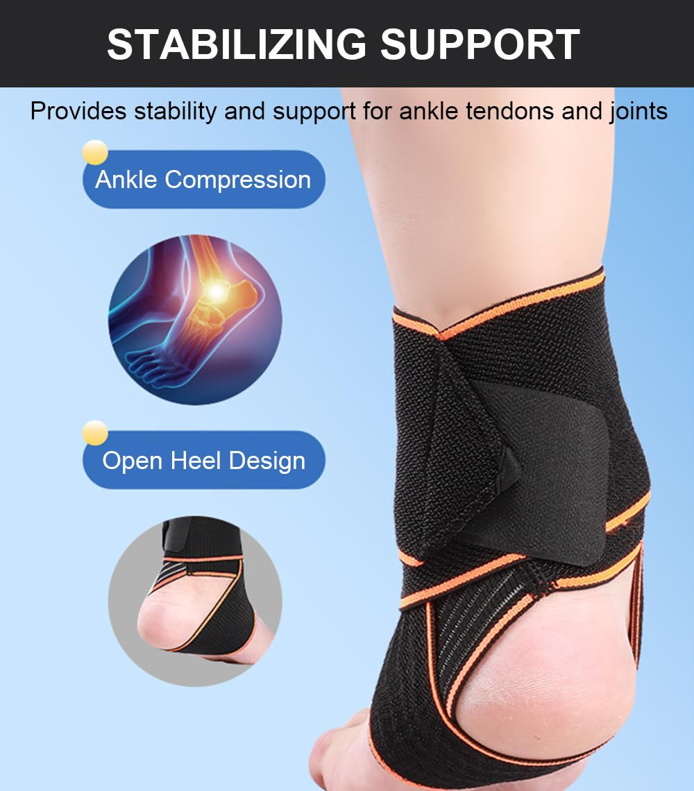 2 Pcs Adjustable Ankle Brace Compression Sleeve Support Fasciitis Pain Relief US