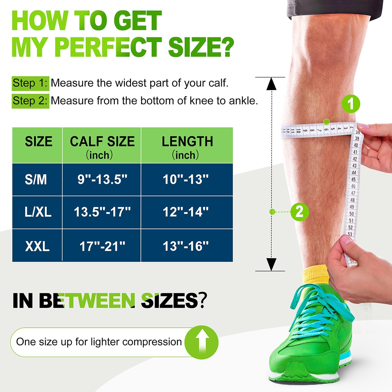 Compression Calf Sleeves 20-30mmHg Men Women, Running Travel Nursing Support