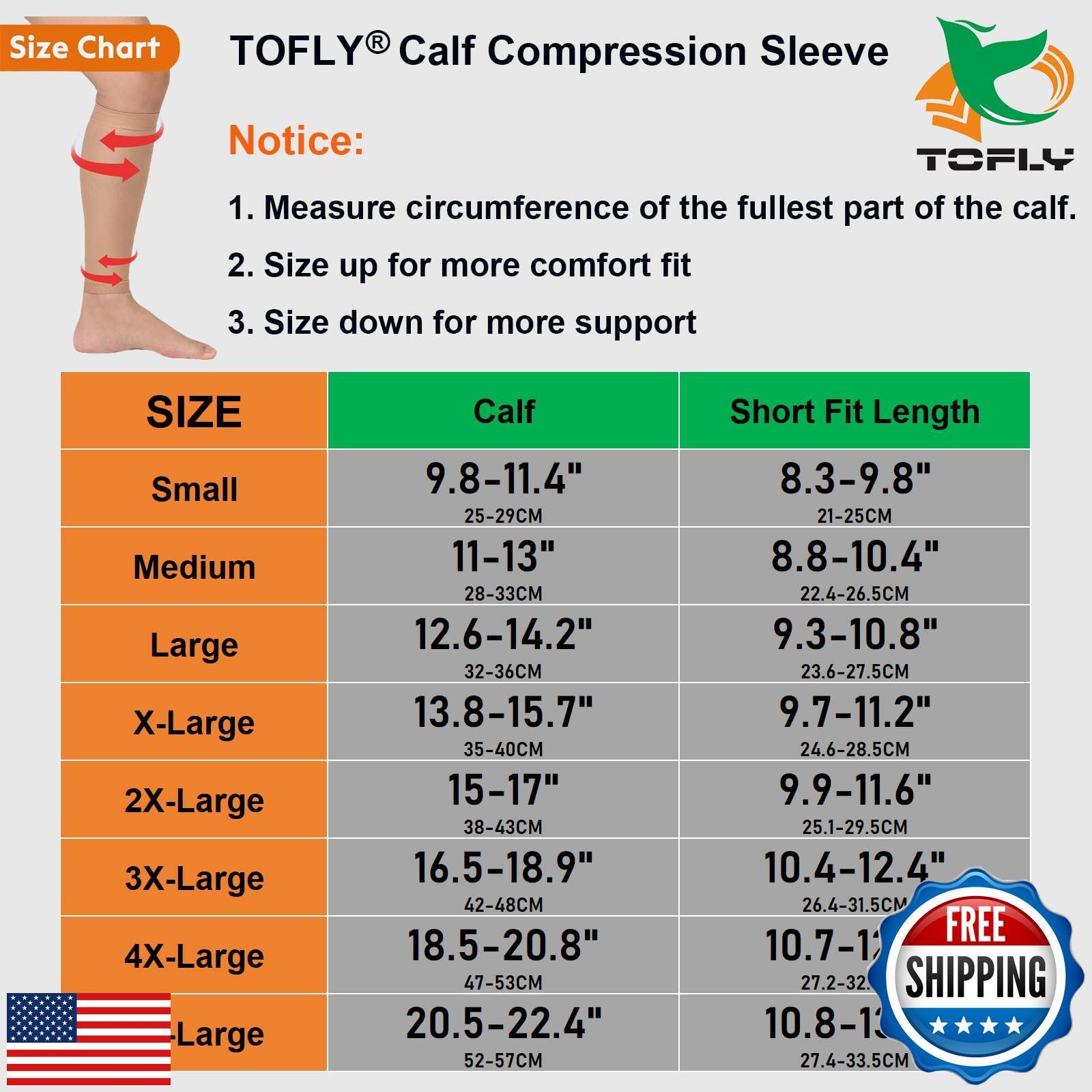 TOFLY® Calf Compression Sleeve for Men and Women, 1 Pair, Footless Compressio