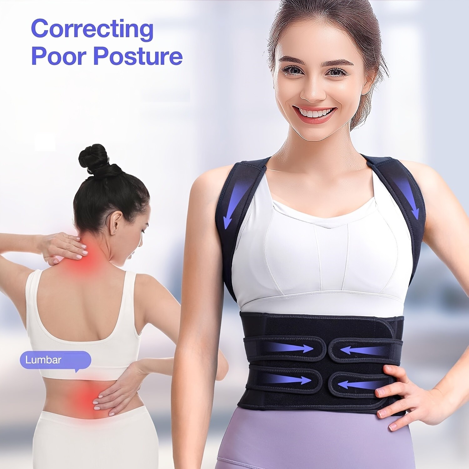 (S)Adjustable Black Posture Corrector – Work & Daily Back Care