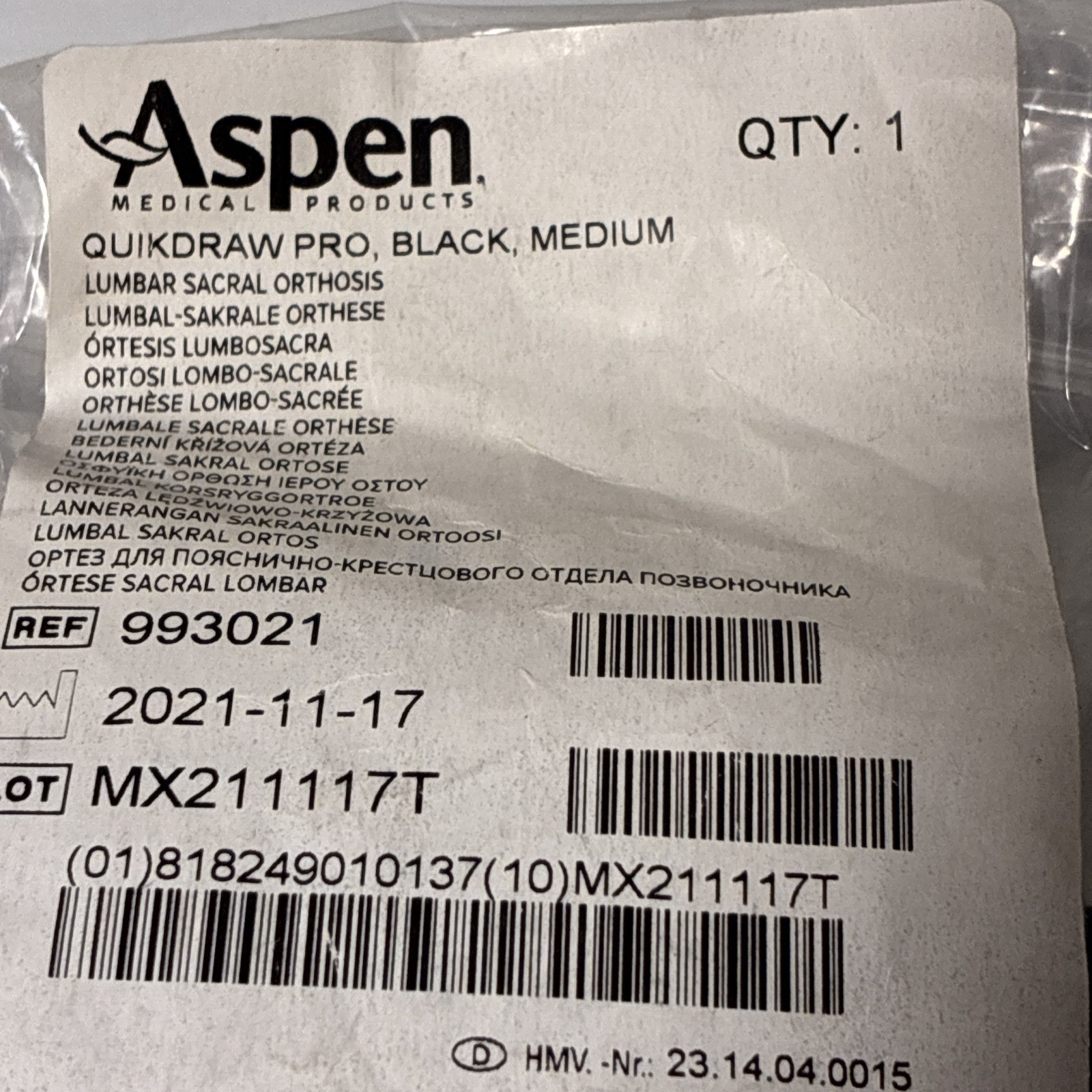 Aspen Quickdraw Pro Back Brace w/ Pulley System size medium, black