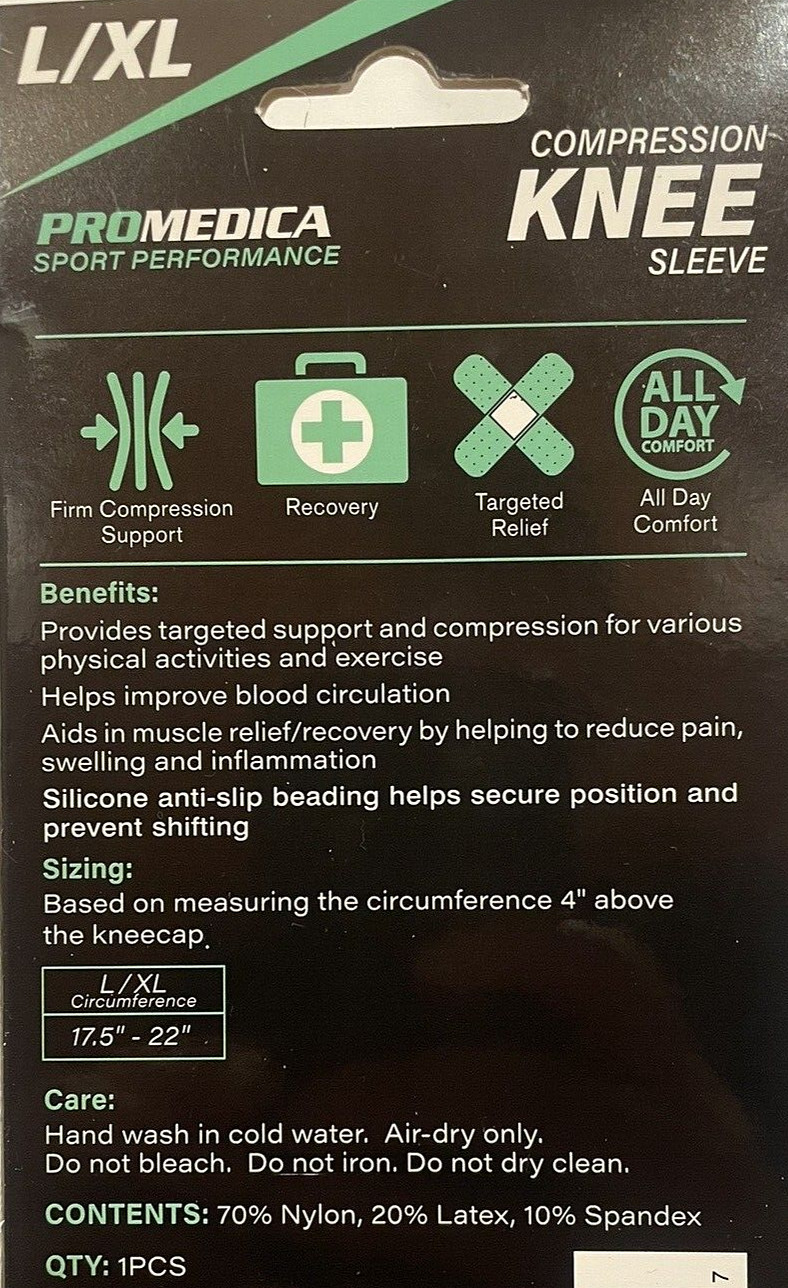 PROMEDICA SPORT PERFORMANCE Compression Knee Sleeve L/XL + Volume Discounts NEW