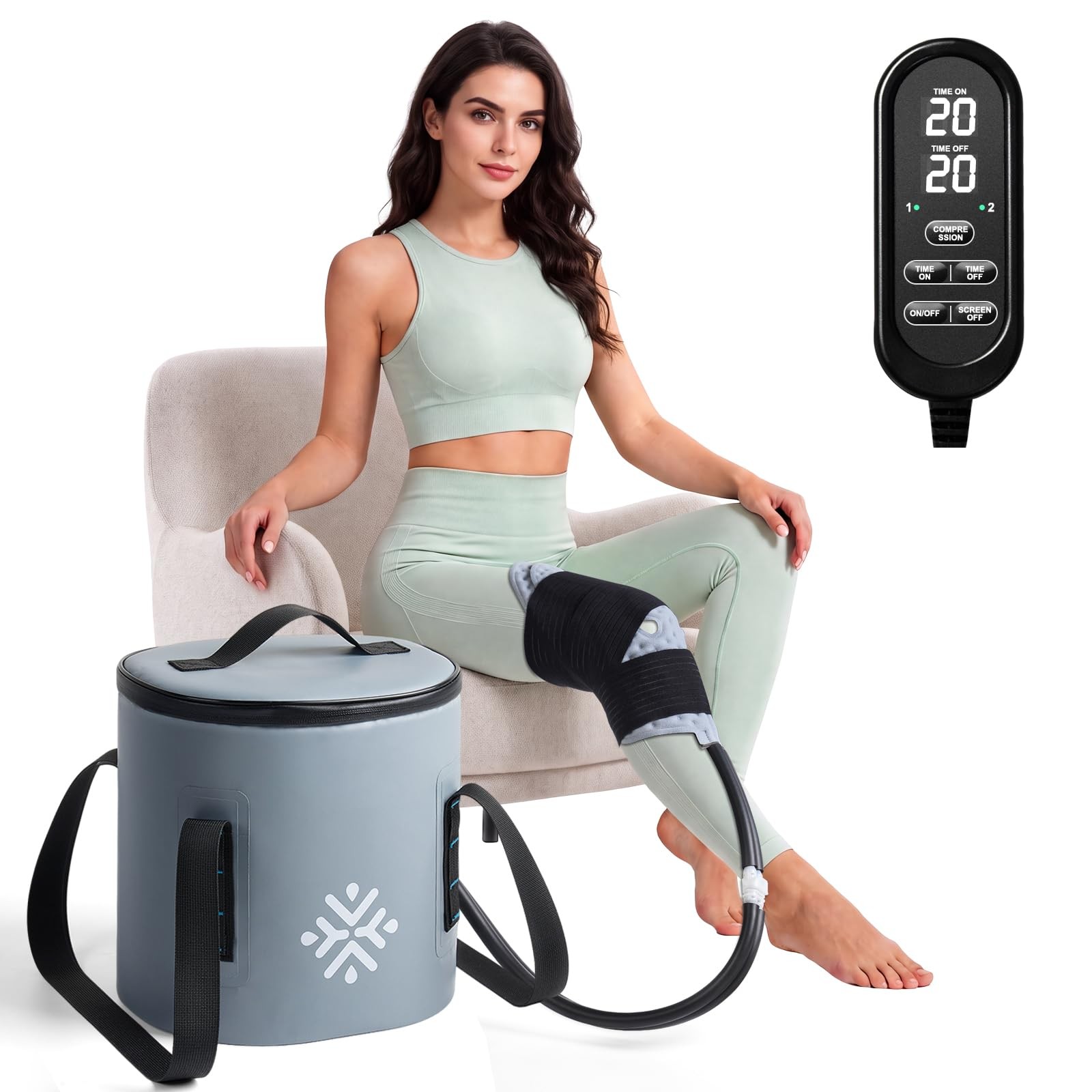 Cold Therapy Ice Machine w/ Compression Wrap for Knee Hip Shoulder Pain Relief