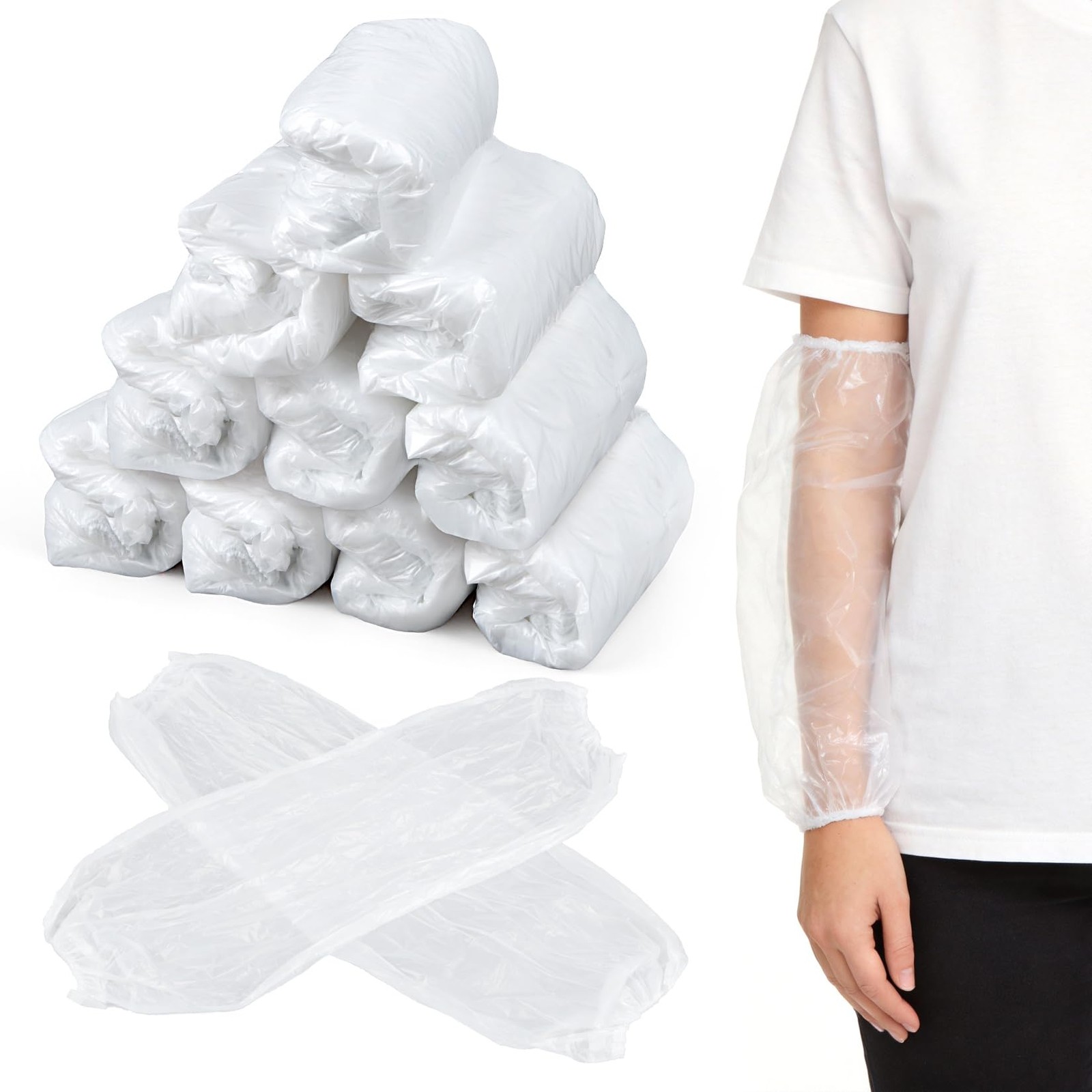 100 Pcs Disposable Arm Sleeves Covers- Plastic Sleeve Protectors for Arms Wat…