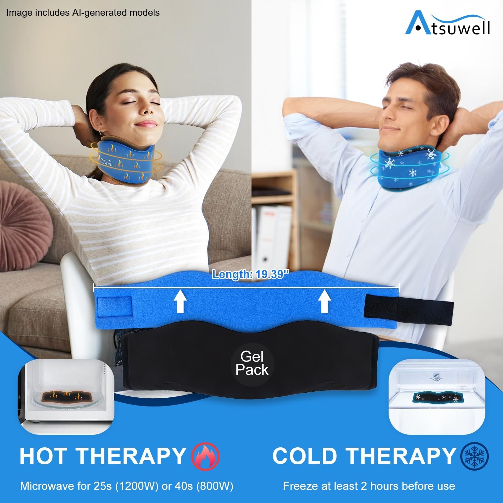 Adjustable Neck Brace for Sleeping, Soft Cervical Support Collar with Reusable H