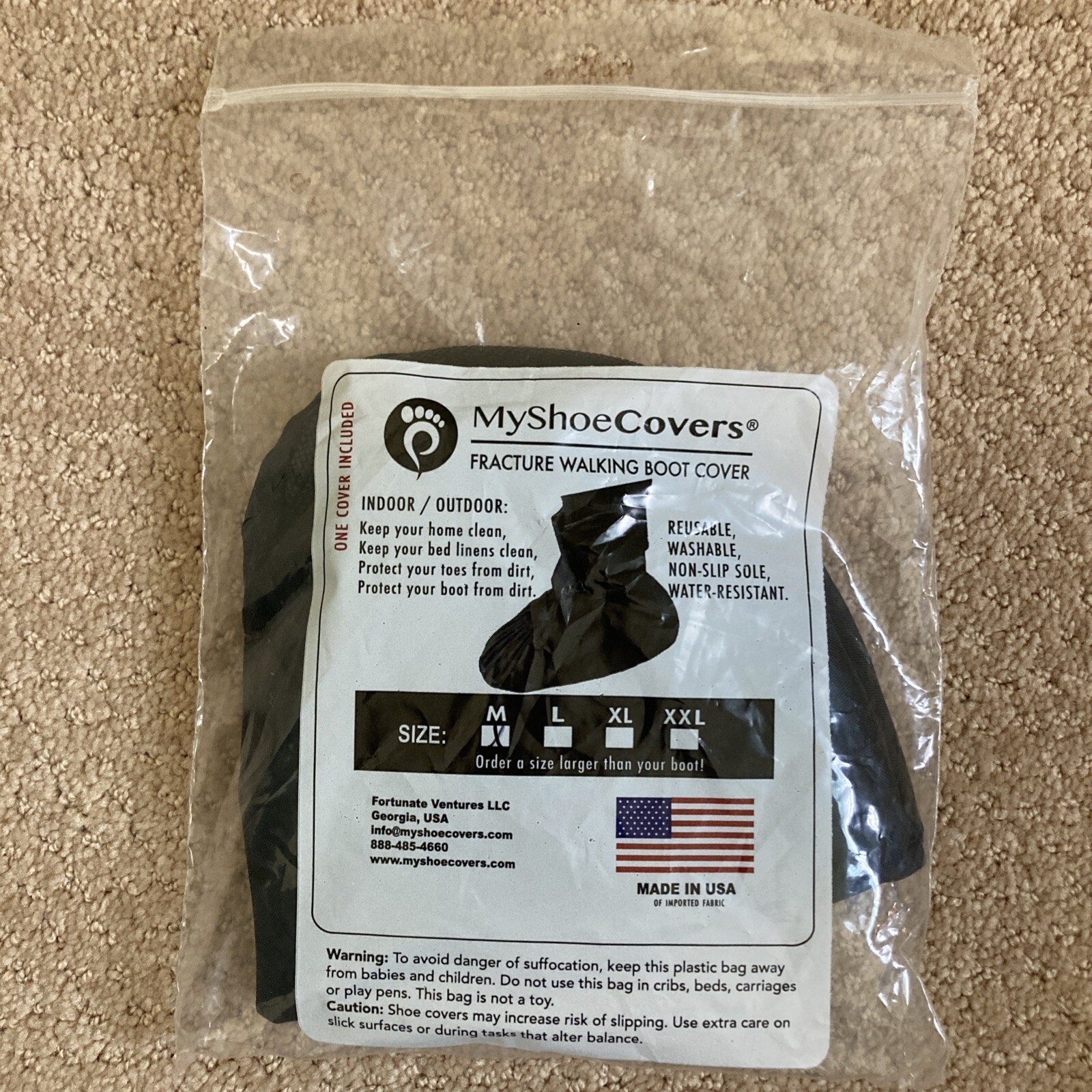 MyShoeCovers Fracture Walking Boot Cover Size Medium Black New and Unused