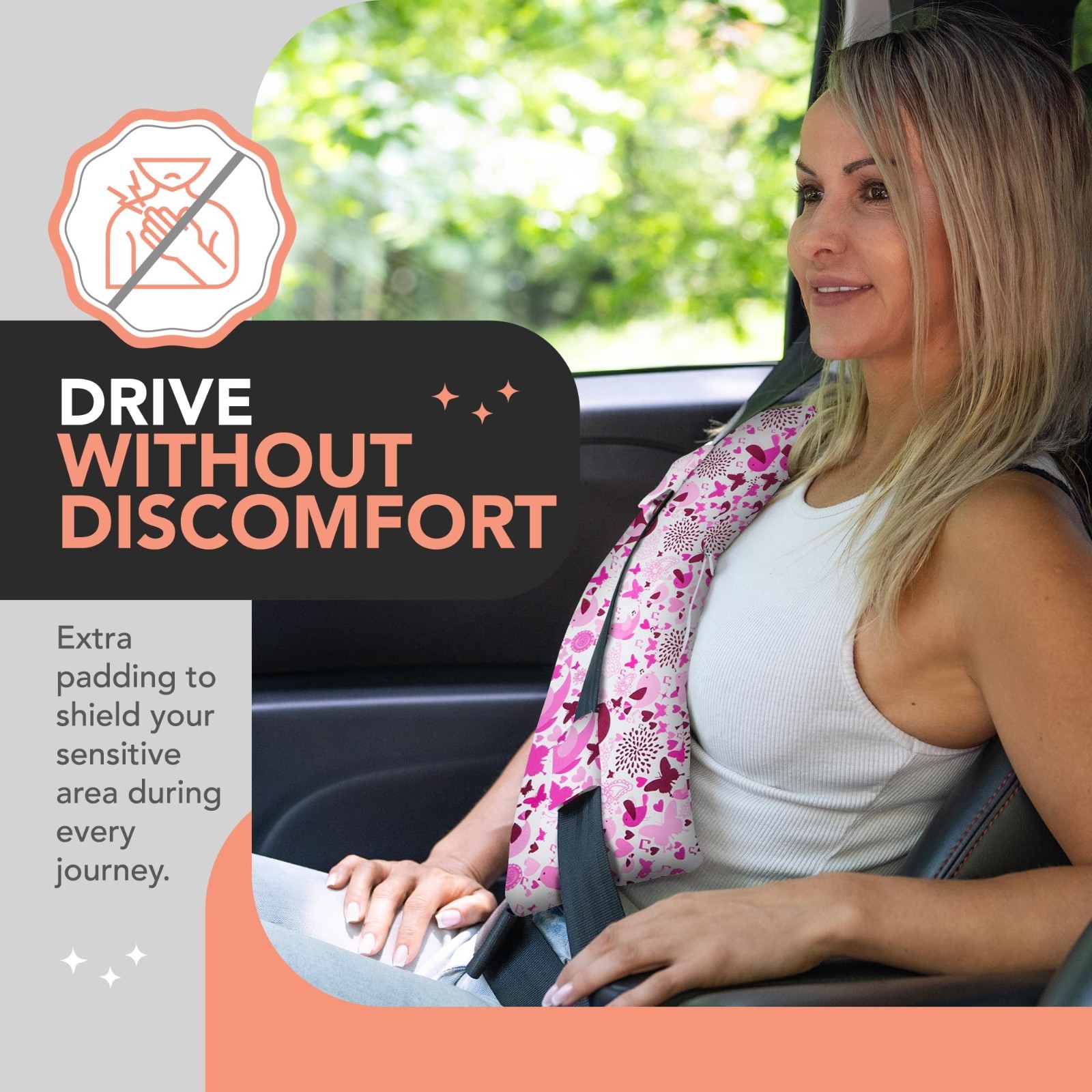 Mastectomy & Heart Surgery Pillow, Chemo Recovery Seatbelt Cushion, C-section &