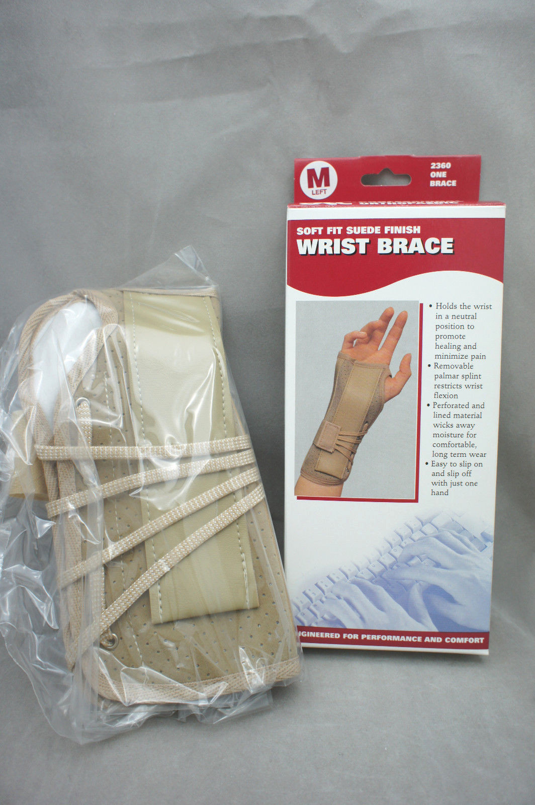 NEW Wrist Brace OTC Soft Fit Suede Finish Beige Different Sizes Left Right NIB