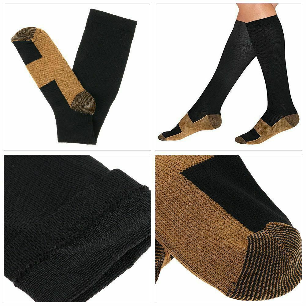 6 Pairs Copper Socks Compression 20-30mmHg Graduated Support Mens Womens S-XXL
