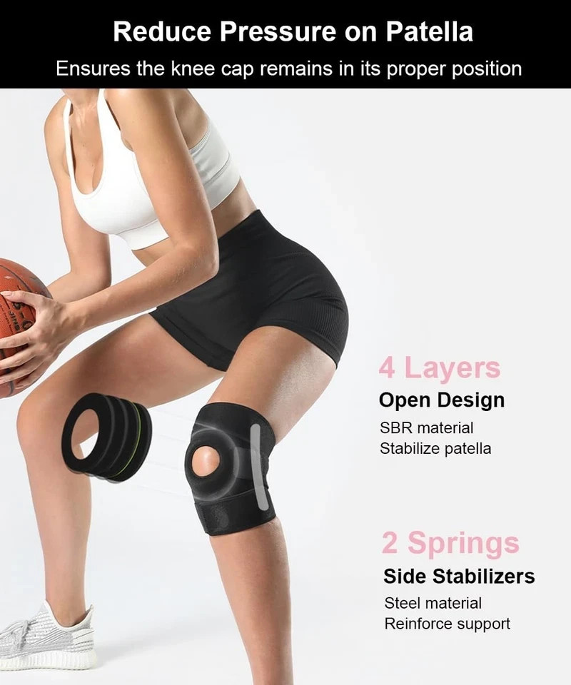 Knee Brace for Women Men with Side Stabilizers, 2 Pack Knee Braces