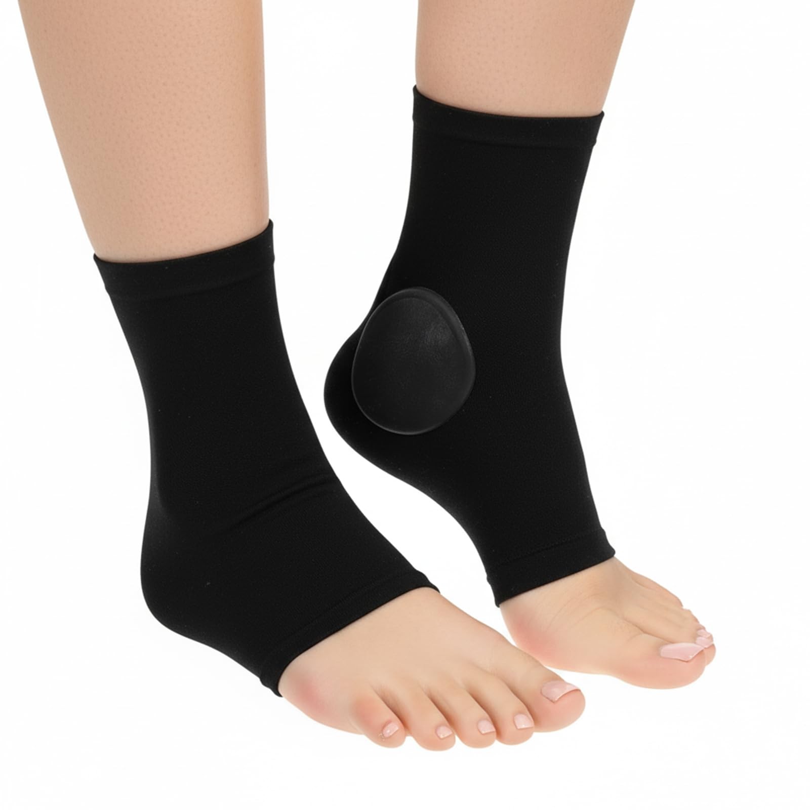 2 Pcs Achilles Tendon Heel Protector Cushion Compression Padded Black