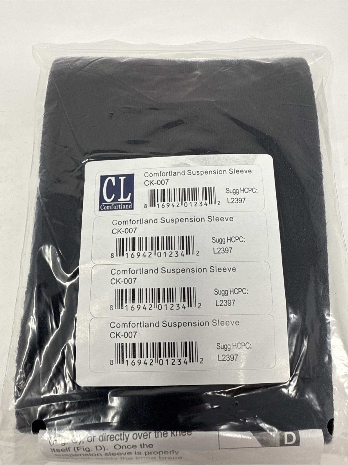 Comfortland Suspension Sleeve Wrap for Knee Size Universal CK-007 BLACK (1 unit)