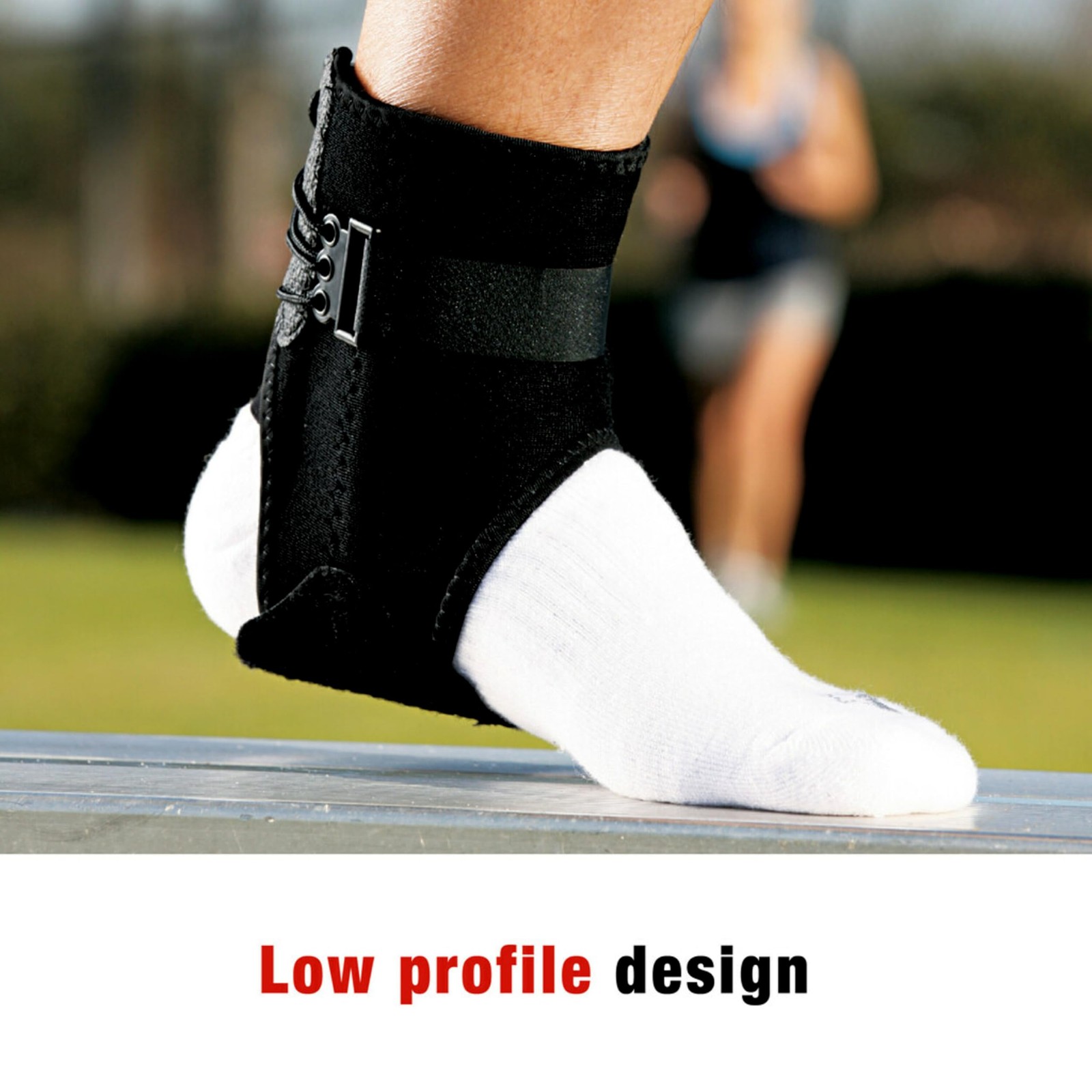 Ankle Brace with Side Stabilizers, Adjustable, Black, 1/Pack