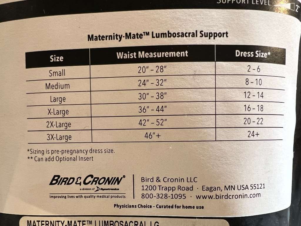 Physicians Choice Maternity-Mate Lumbosacral Spine Support – Back Belt, Large