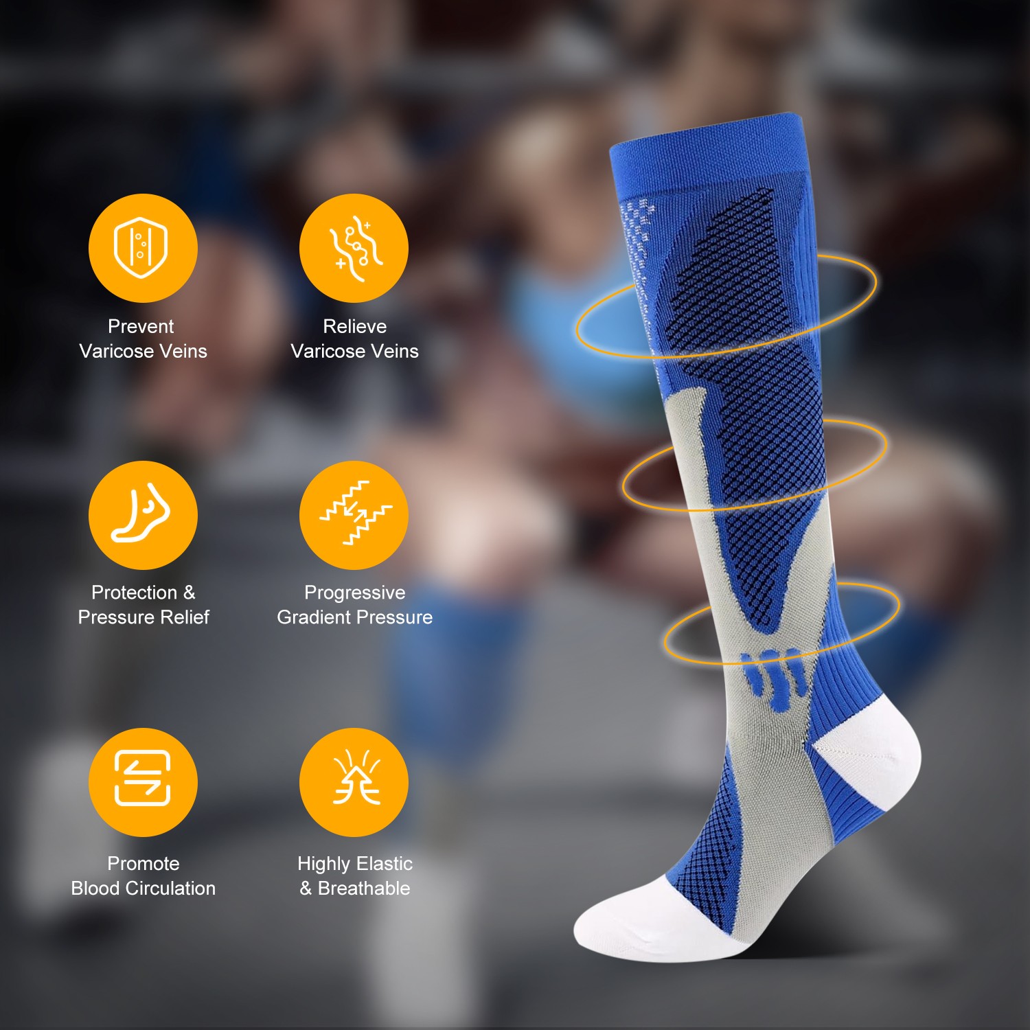 Compression Socks- 20-30 mmHg Knee High for Men & Women, Medical Grade, L/XL/XXL