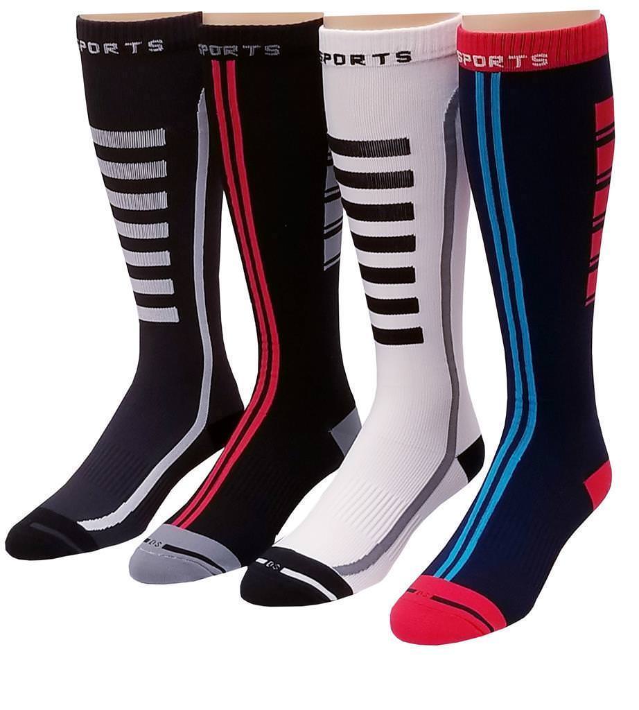 4 Pairs Men Women Sports Athletes Compression Knee High Socks