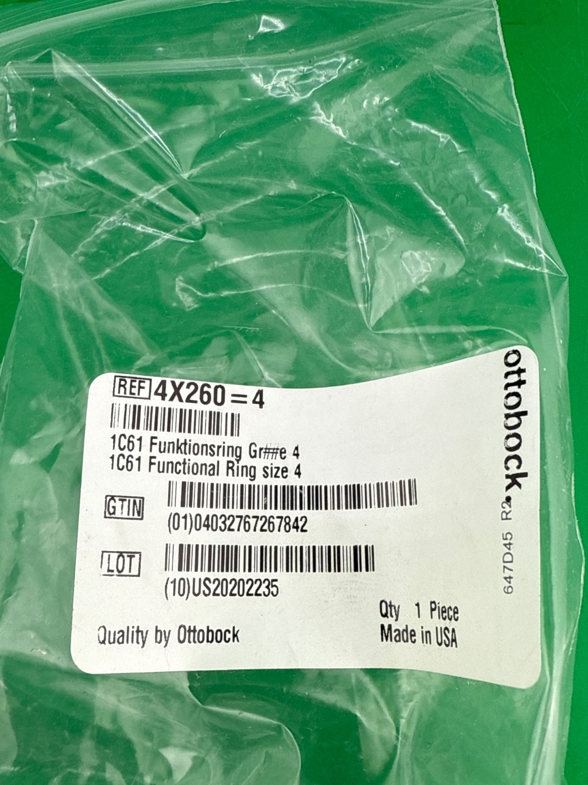 OTTOBOCK Otto Bock 1C61 triton vs prosthetic foot Functional Ring, 4×260=4, new