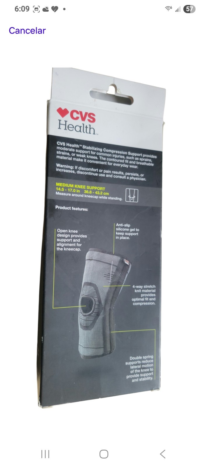 CVS Health Deluxe Stabilizing Compression Knee Moderate Support .,Medium