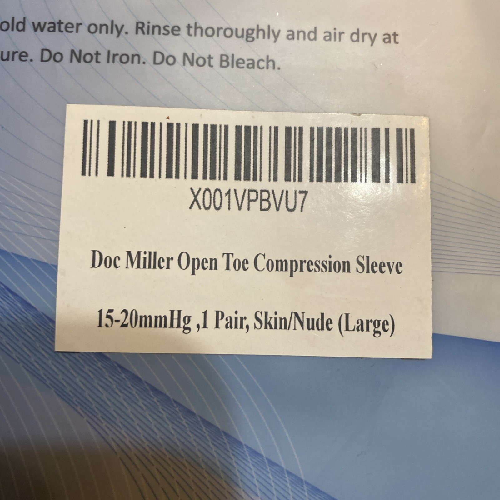Doc Miller Open Toe Compression Sleeve 15-25mmHg Large 1 Pair Nude