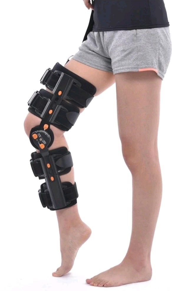 Hinged/ Locking ROM Knee Brace, 18″L Adjustable Thigh /Calf. Post Op. New