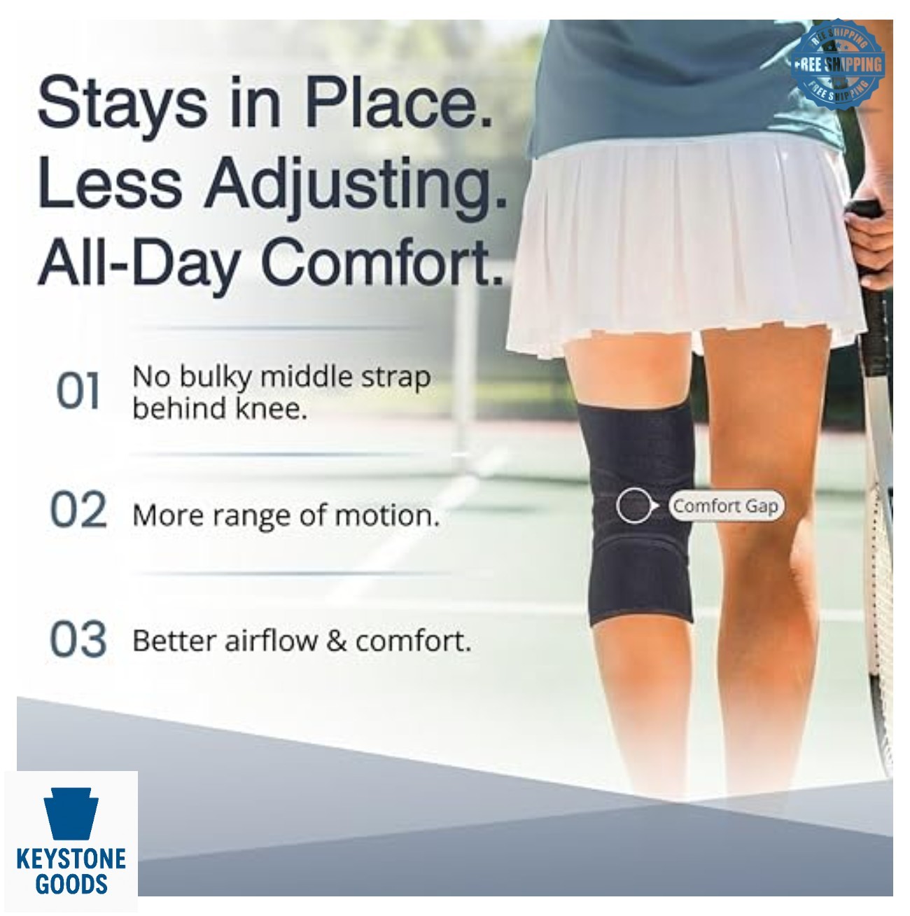 Knee Brace 4-Way Adjustable Wraparound Support Dual Side Stabilizer Patella