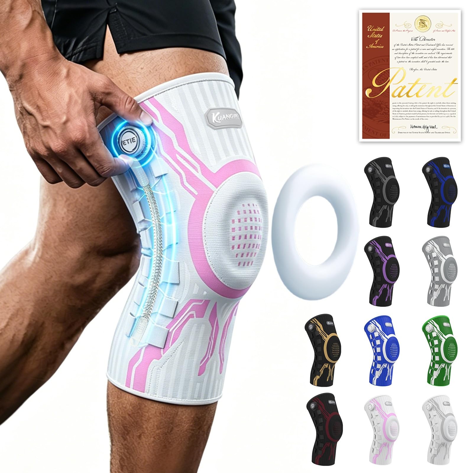 Kuangmi Knob Knee Brace for Pain Relief, Knee Support with Patella Gel Pad an…