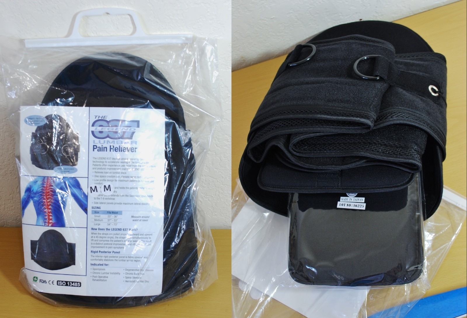 New Legend 637 Lumbar Pain Reliever Back Support Brace One Size M Black Lateral