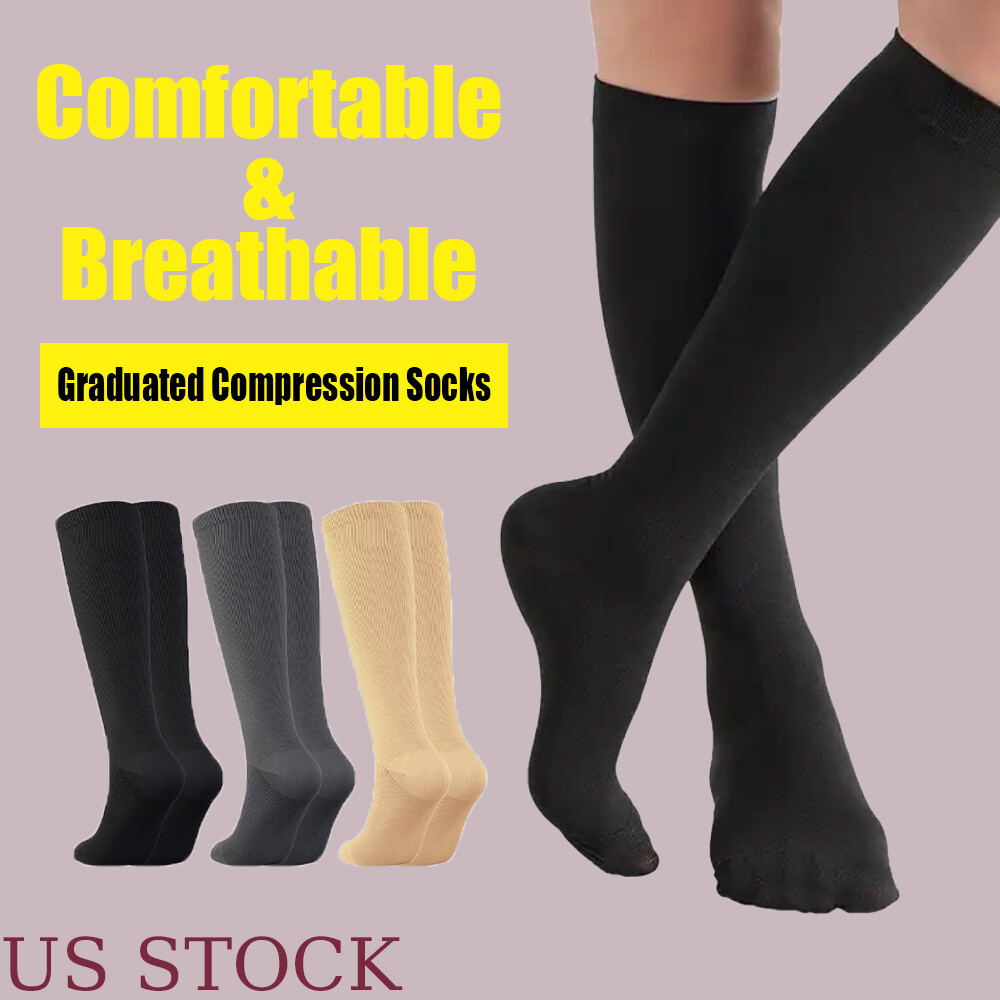 Running Compression Nurse Sock Stockings　Marathon Varicose Veins Knee High Socks
