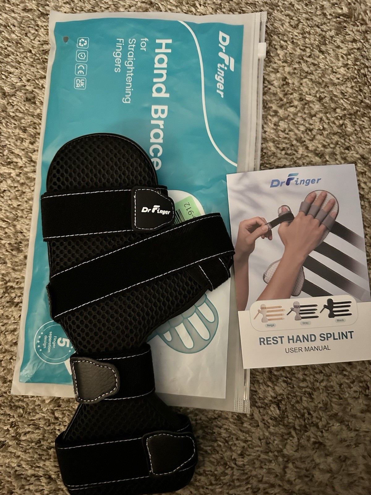 Stroke Hand Brace Splint for Straightening 5 Fingers Prevent Curling Spasms