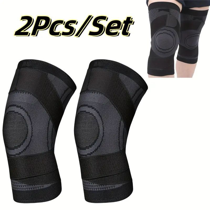 2x Knee Brace Compression Sleeve with Strap for Knee Pain Knee Support Arthritis