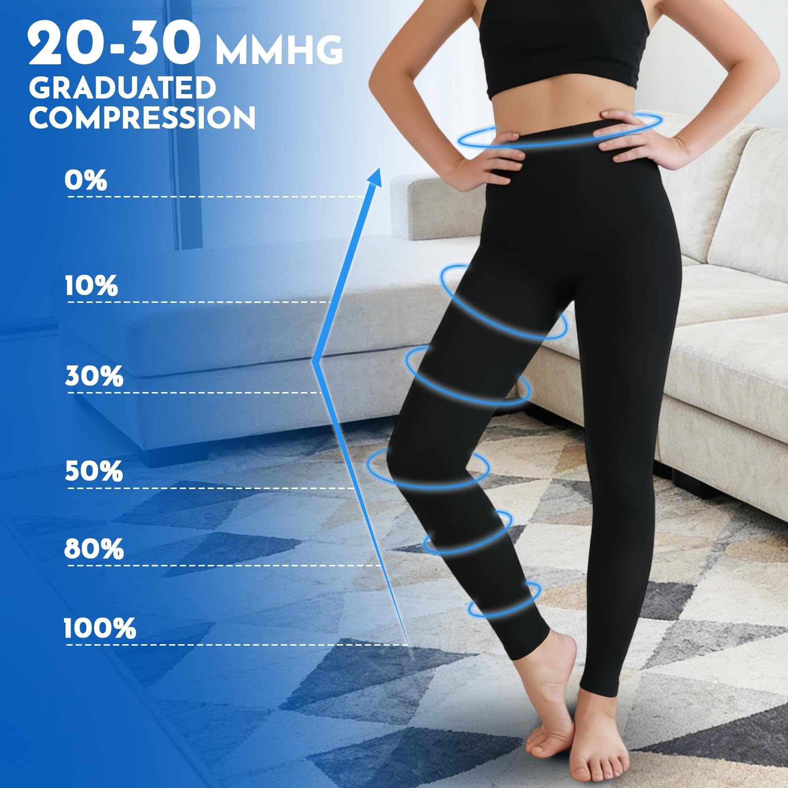 Koeosso Medical Compression Leggings 2030mmHg Graduated Support Pantyhose