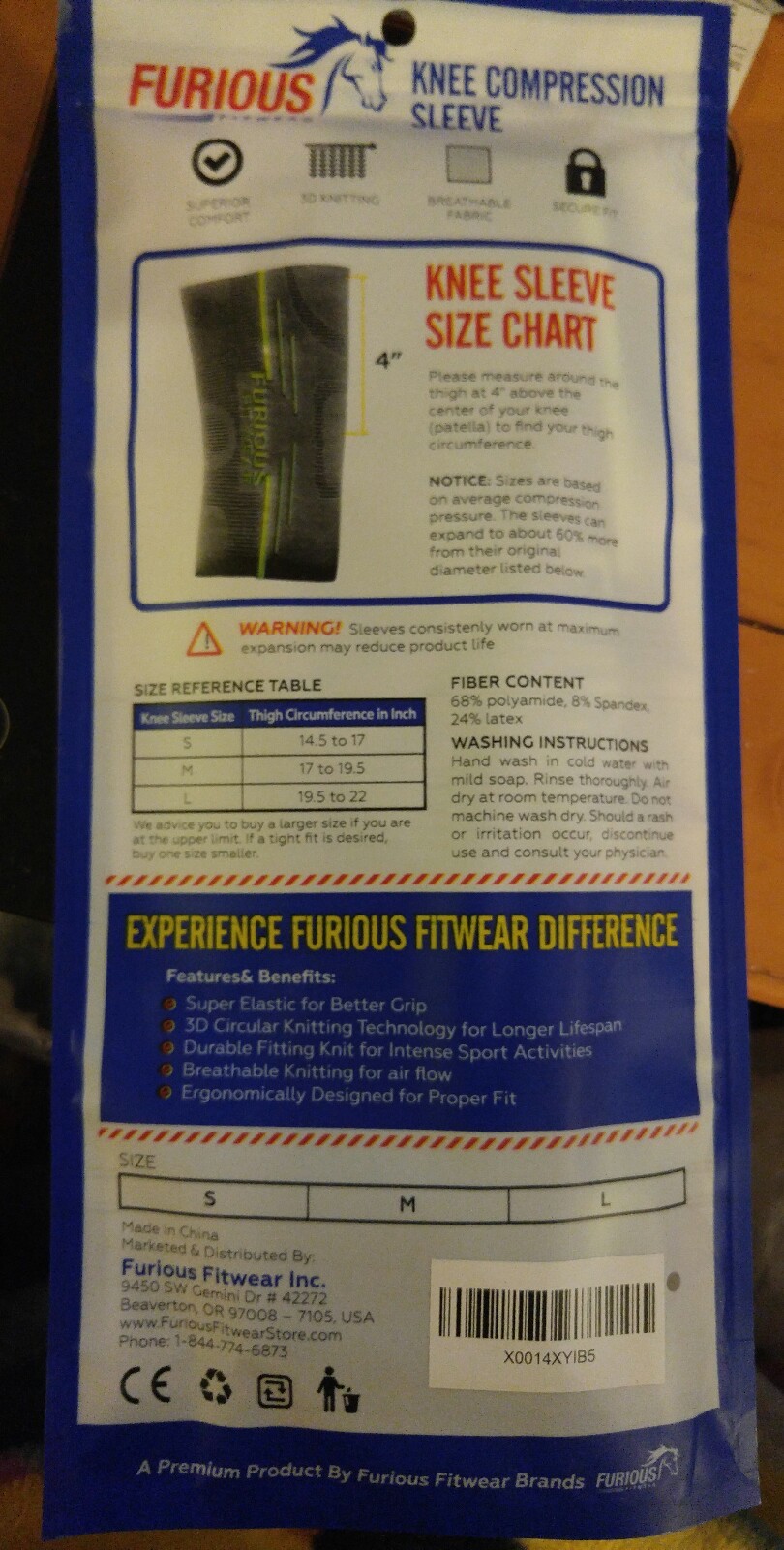 Knee Compression Sleeve for Running, Basketball, Weightlifting, Squats, Muscle