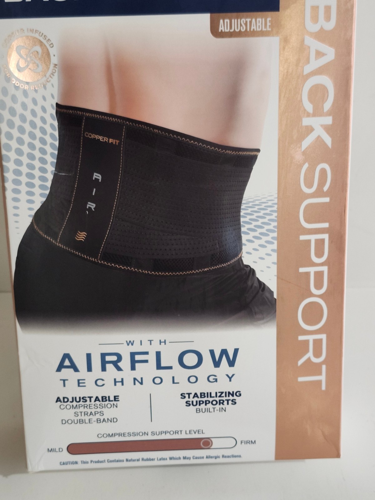 Copper Fit Elite Back Support AirFlow Back Brace Adjustable Double-Band 30-50″