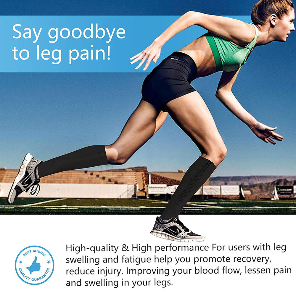 Calf Compression Sleeve Leg Support Socks Foot Fasciitis Pain Relief with Zipper