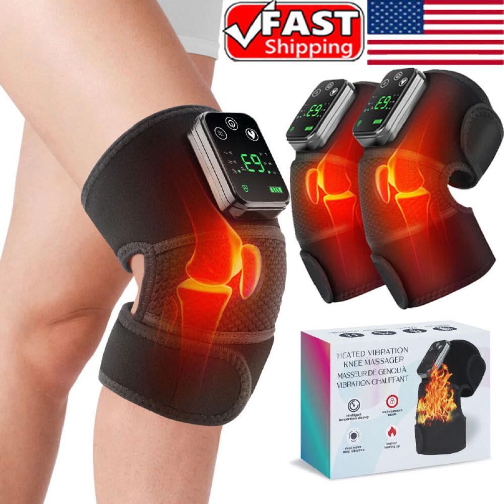 2X Electric Knee Massager Heated Massage Pad Joint Pain Relief Blood Circulation