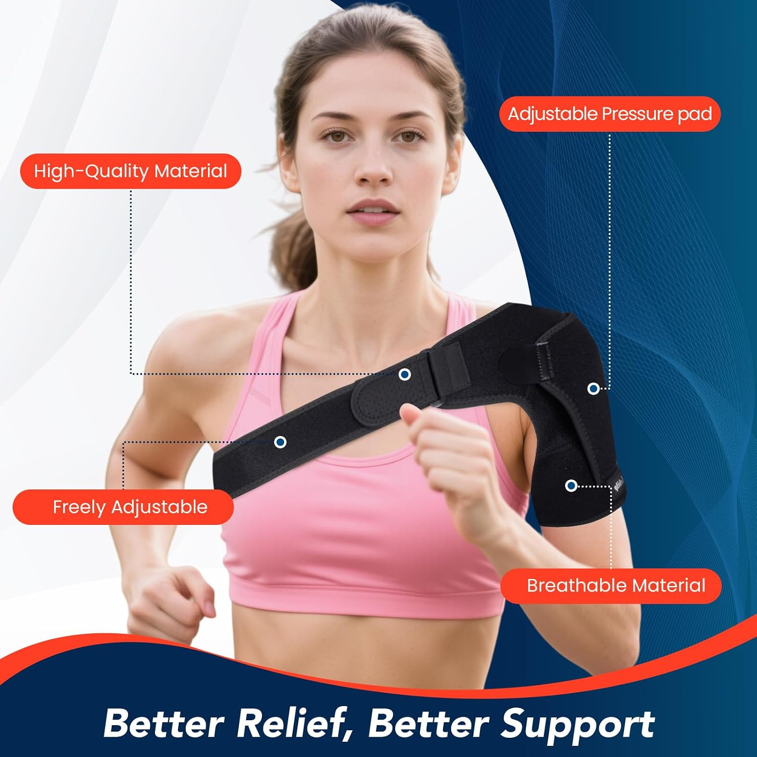 Shoulder Brace with Adjustable Compression Sleeve Rotator Cuff Support & Arm Sli