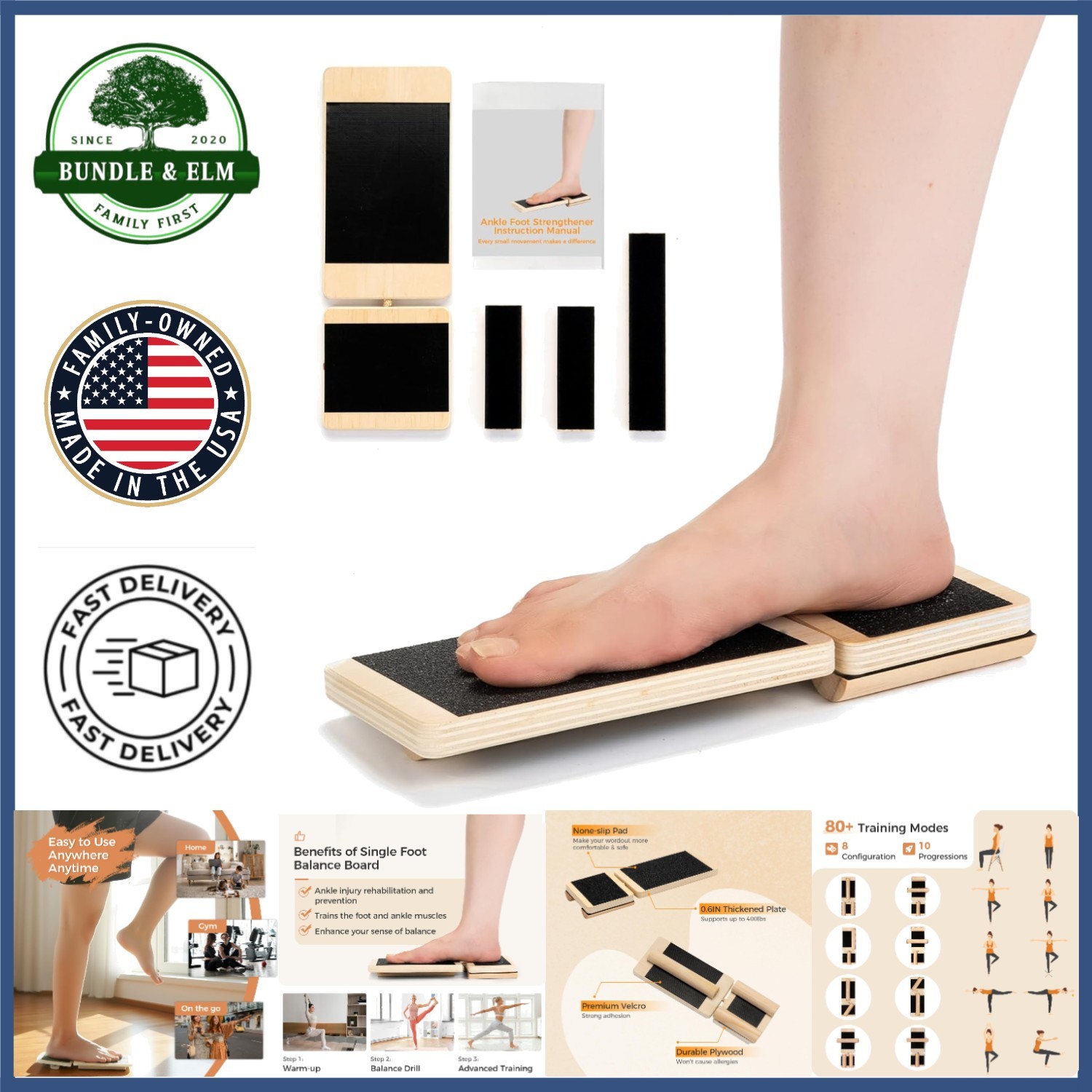 Professional Grade Balance Board with Instruction Manual for Rehab Exercises