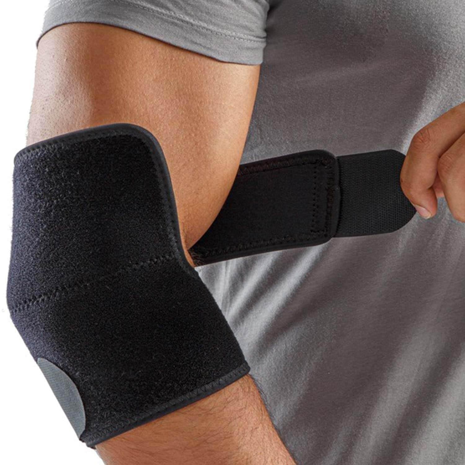 Movibrace Elbow Compression Bandage – Adjustable Strap, Fits 9-13″ Elbow