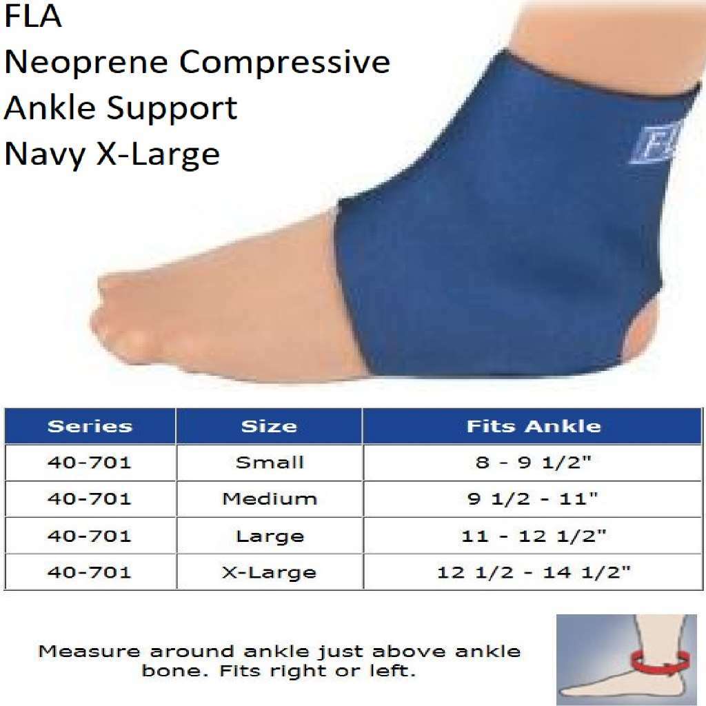 FLA Neoprene Compressive Ankle Support Navy X-Large