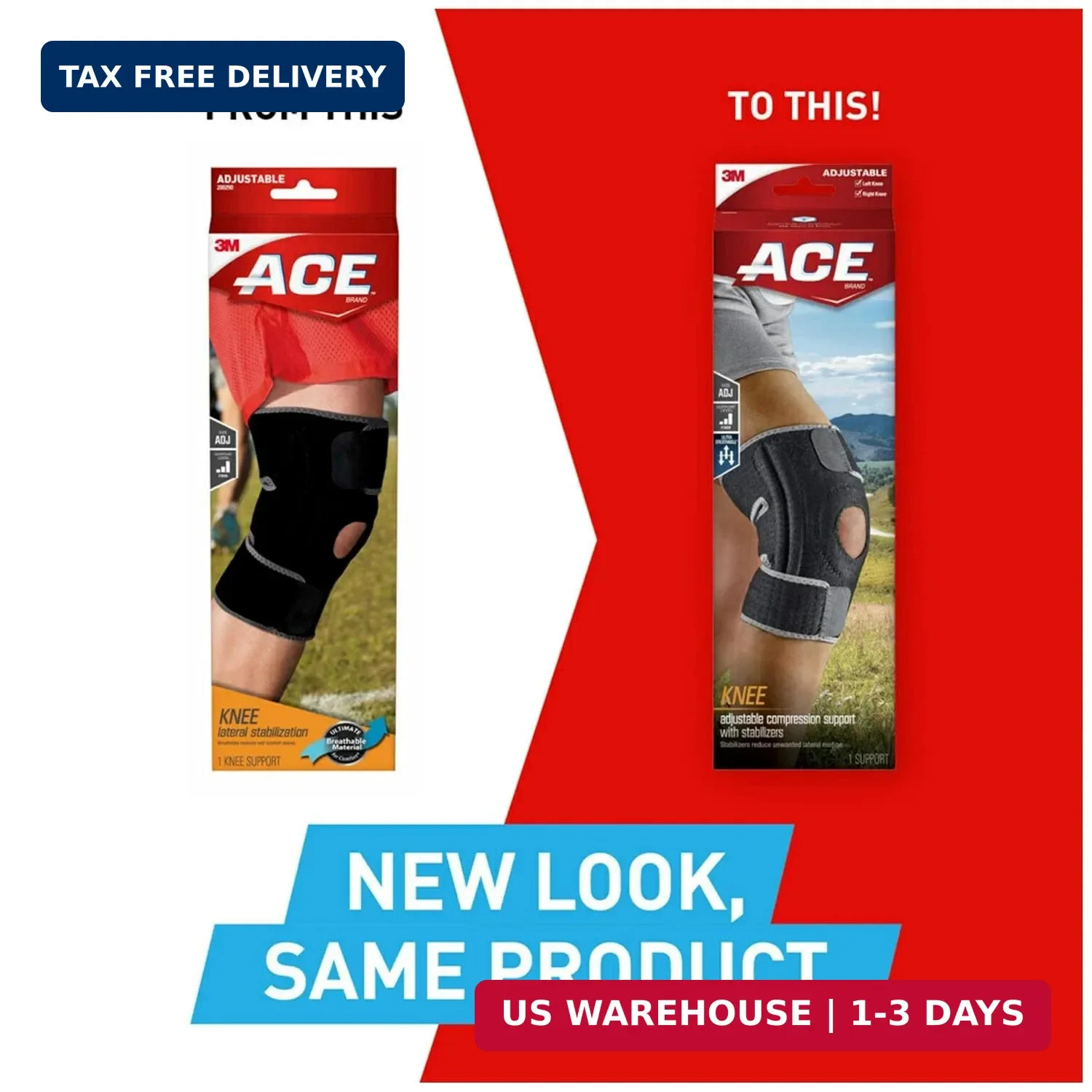 ACE Brand Adjustable Knee Brace with Side Stabilizers Provides Support & Compres