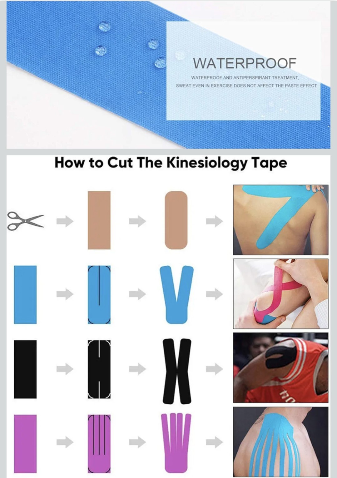 PTmehuu Kinesiology Tape Extra Wide 2 inch 4 inch x 16.4 feet Roll Waterproof…