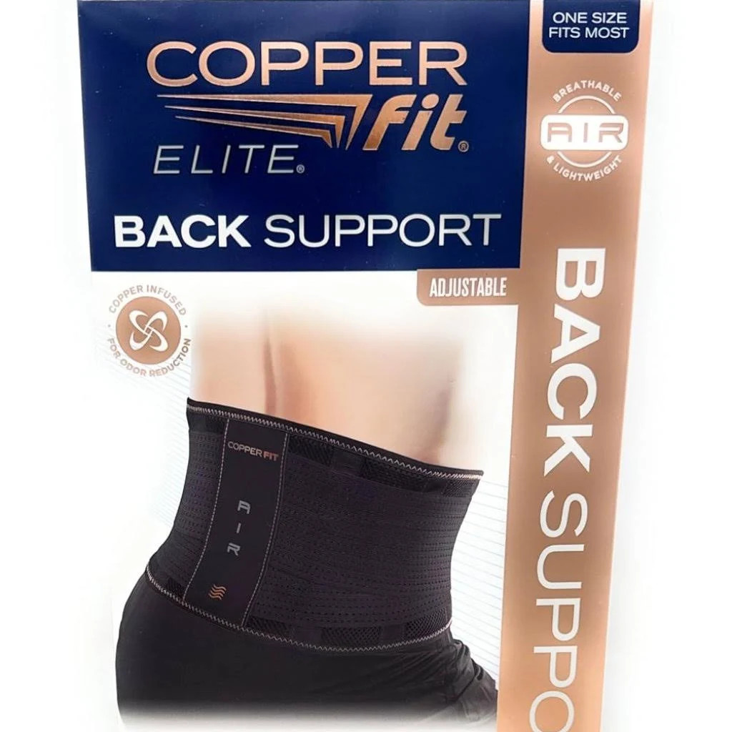 Elite Copper Fit Adjustable Breathable Back Support w/Airflow High Support