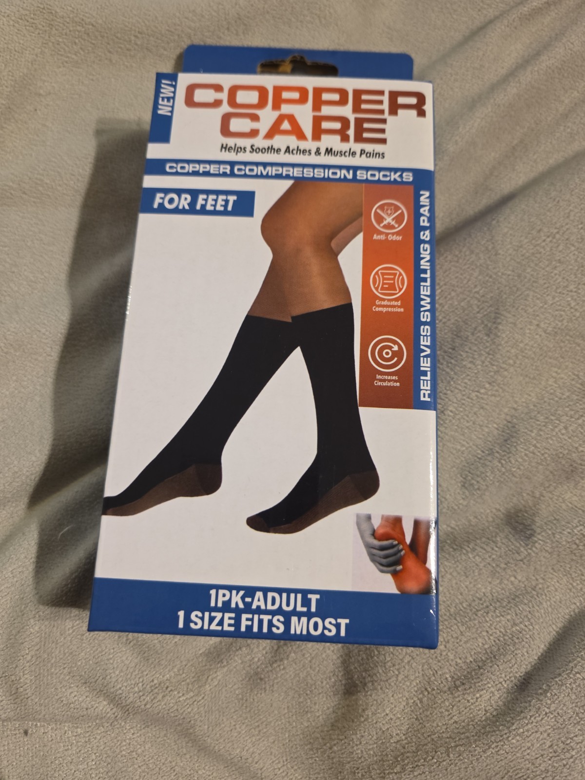 Copper Care Unisex Adult COMPRESSION SOCKS Soothes Aches & Pains Men & Women