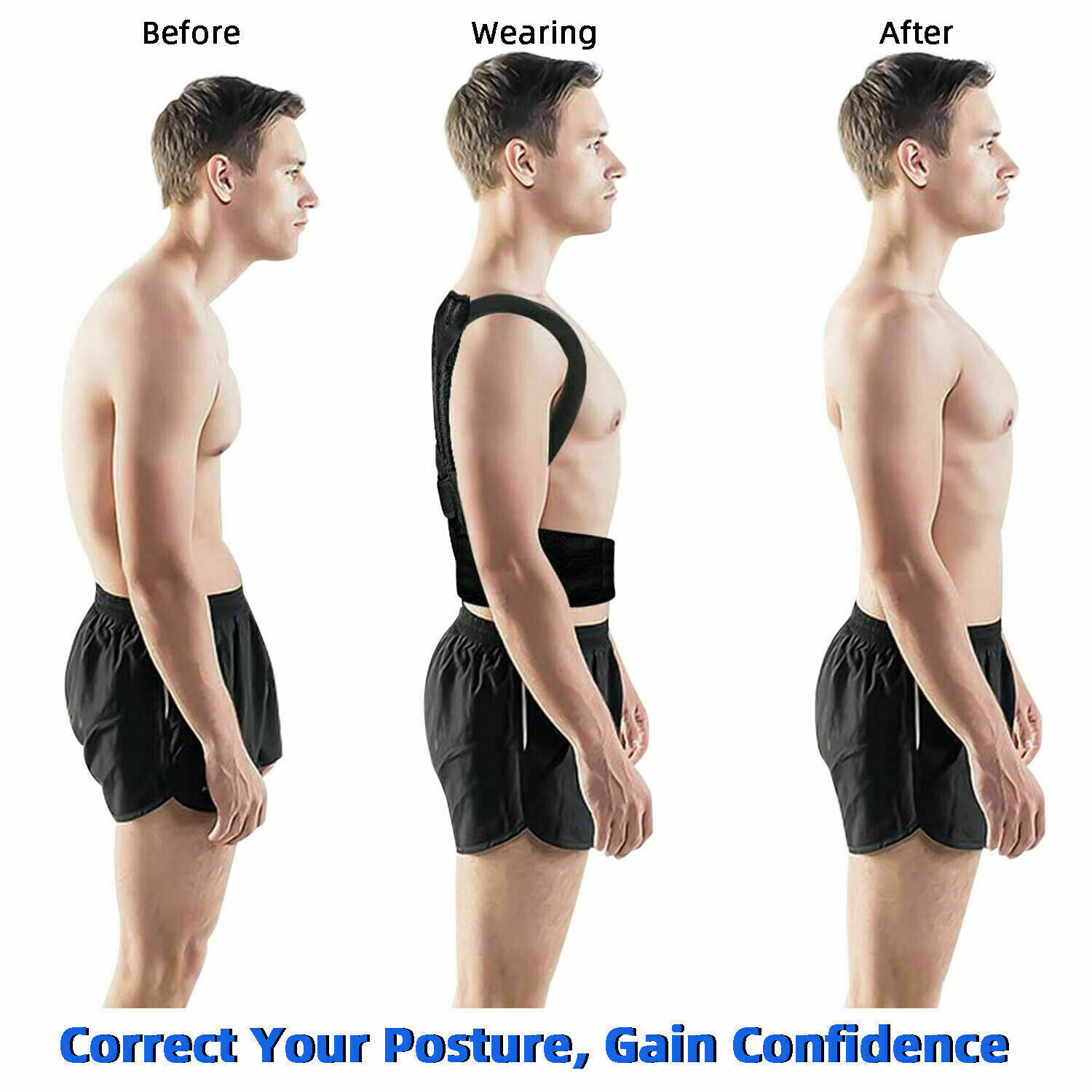 Adjustable Posture Corrector Low Back Support Shoulder Brace Belt Heated Vest