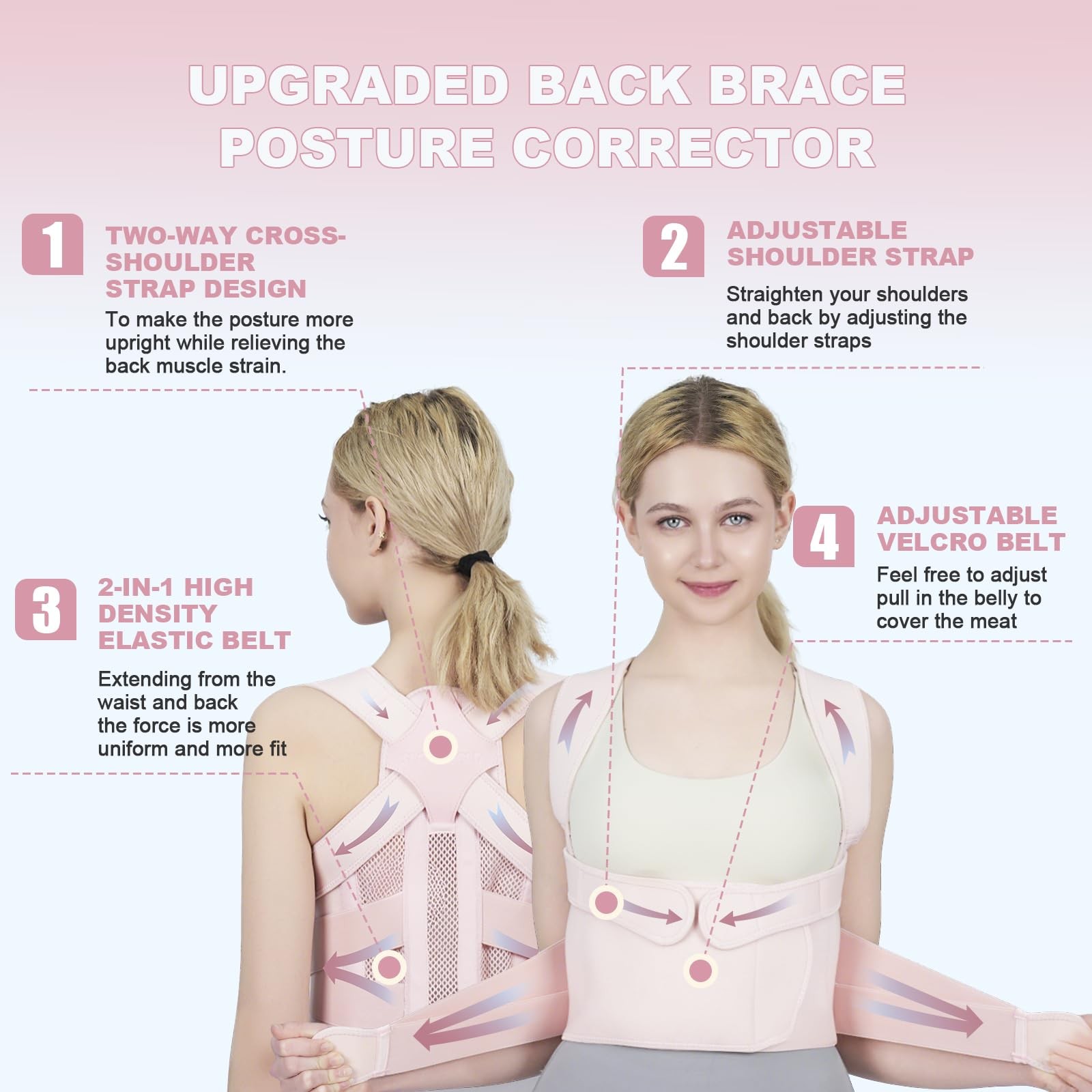 Soporte De Espalda Superior Ajustable Corrector De Postura Para Mujer y Hombres