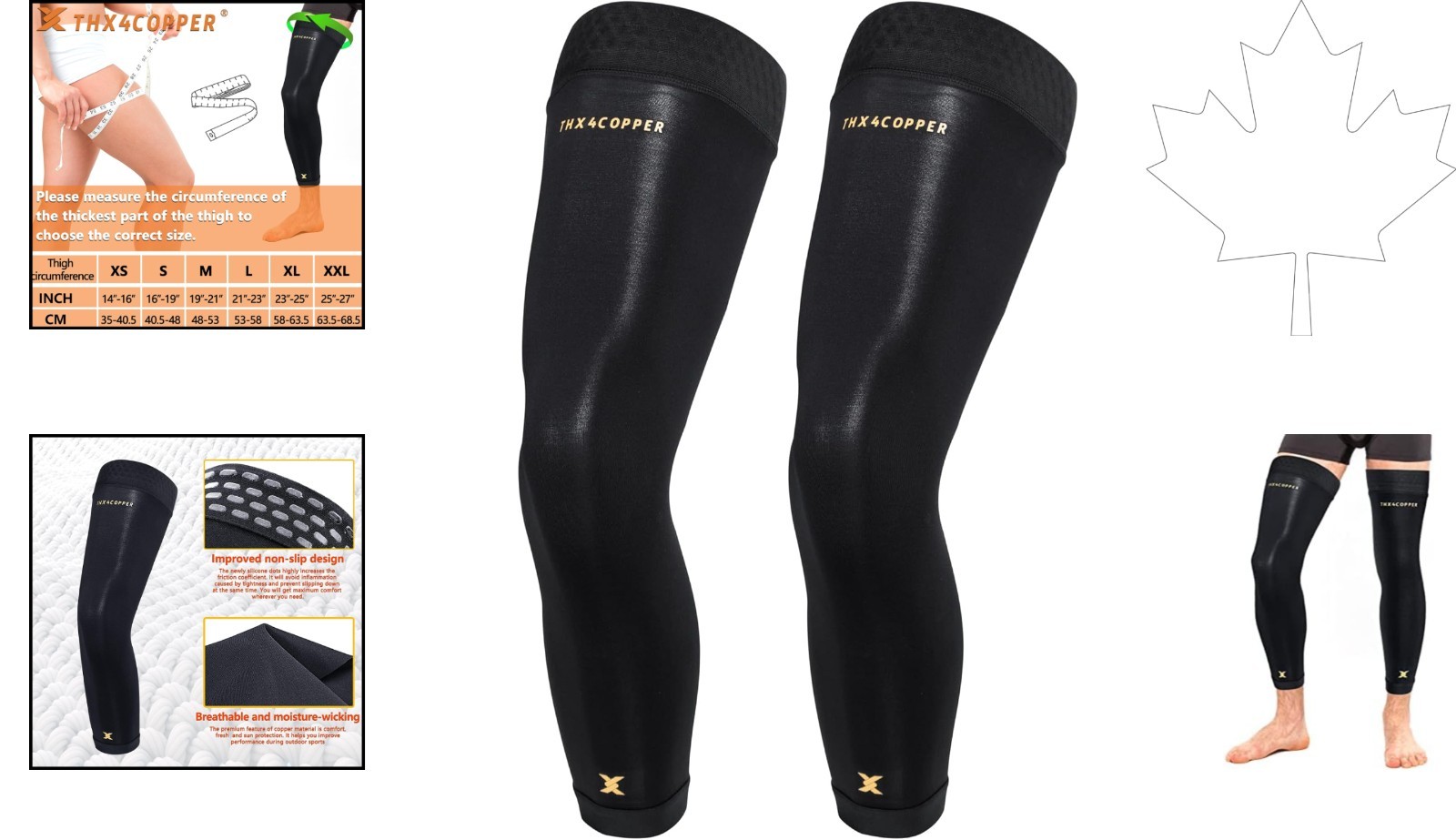 Ergonomic Compression Full Leg Sleeves – Enhanced Performance & Recovery, Large