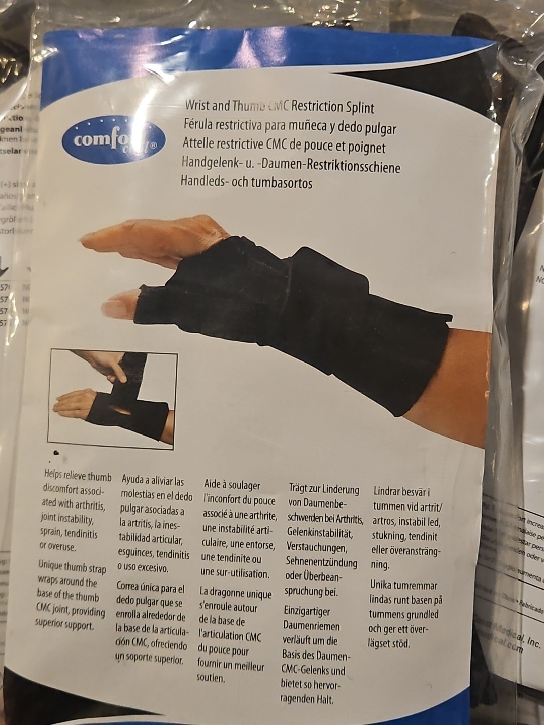 NEW Comfort Cool Thumb and Wrist CMC Restriction Splint BLACK LEFT LARGE NC79574