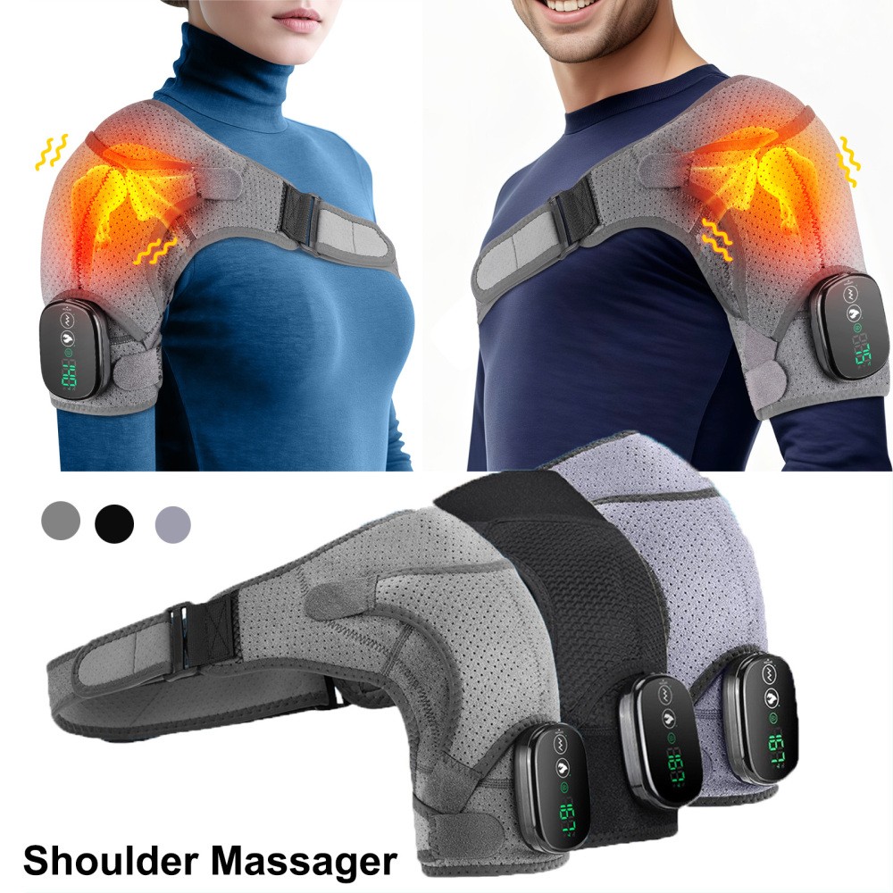 Electric Shoulder Massager W/ 3Vibration 3Heated Massage Brace Joint Pain Relief