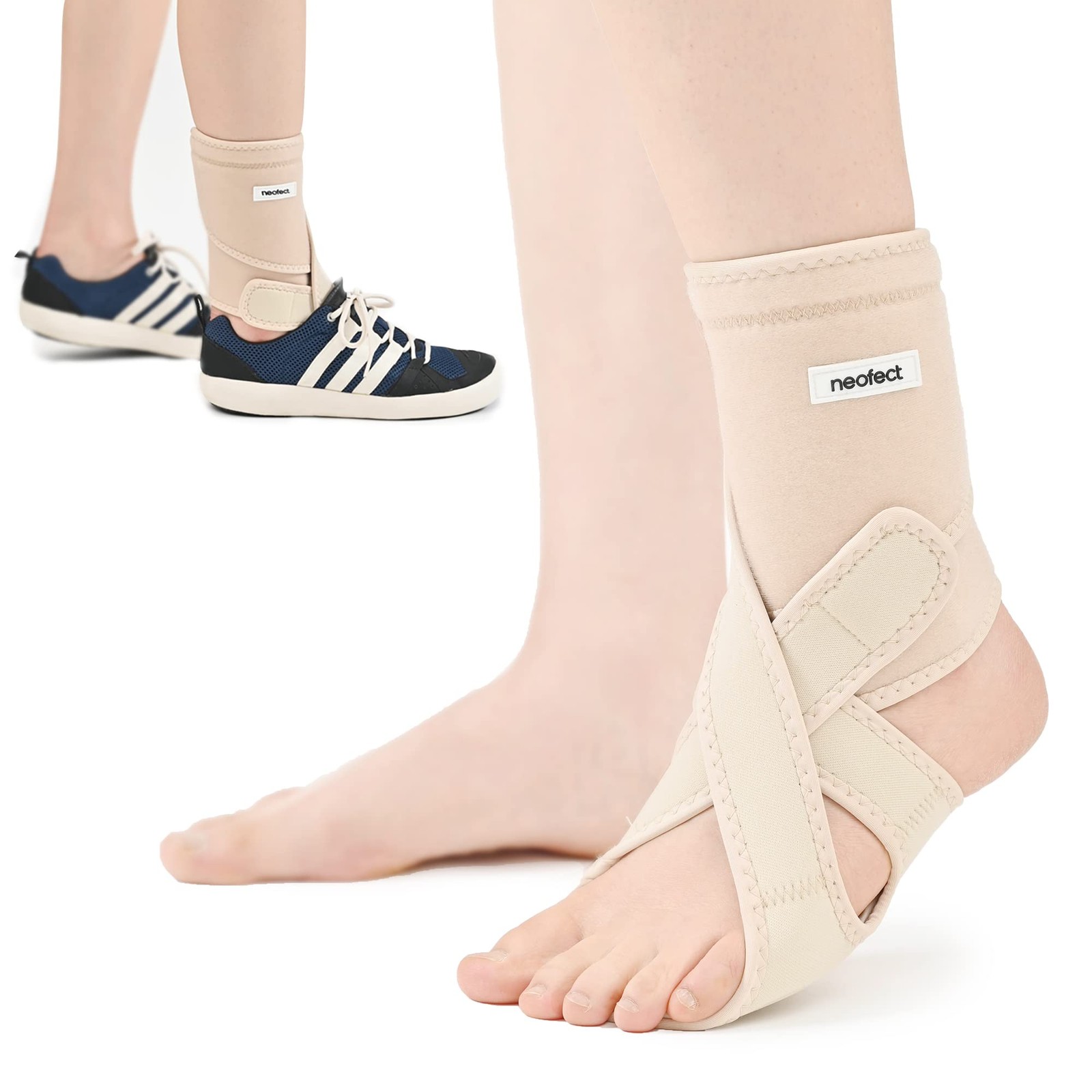 NEOFECT Drop Foot Brace Beige – Adjustable AFO Ankle One Size,