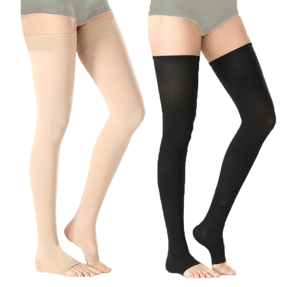 Compression Socks Thigh High Open Toe,20-30 mmHg Stockings Varicose Veins Travel